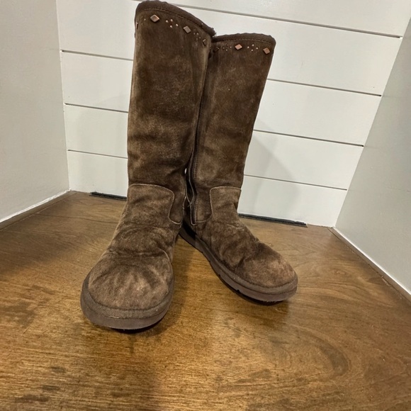 UGG Rare “Joplin” Brown Winter Boots Suede Mid-Calf - Picture 3 of 3